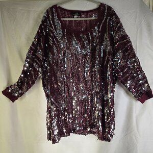 Red and Silver Sequins Top